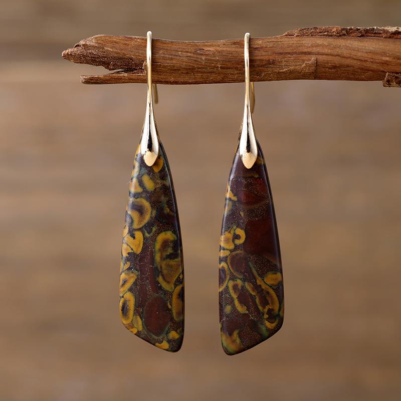 Luxury New Bohemian Emperor Stone Geometric Pendant Earrings Earrings European and American Popular Natural Stone Jewelry