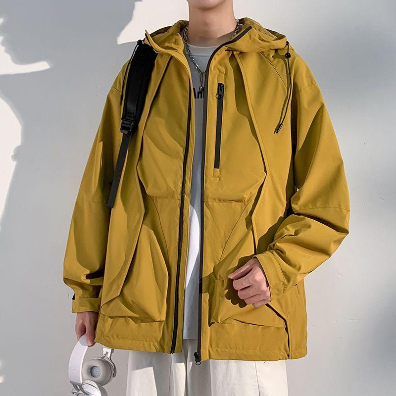 Men's Plus Size 8XL Hooded Waterproof Spring and Autumn Loose Windproof Jacket Outdoor Casual Jacket Tooling