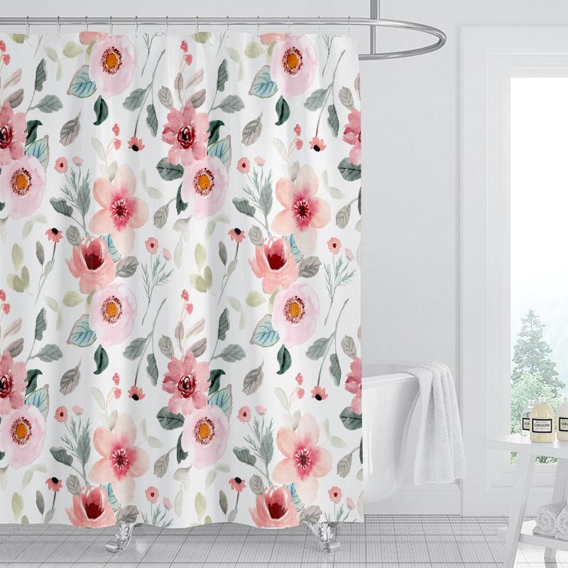 JINRUN Badezimmer verdickter wasserdichter Vorhang, schimmelfester Duschvorhang, Duschtrennwand-Vorhang, Duschvorhang, Badezimmer-Vorhang, kostenlose Perforation