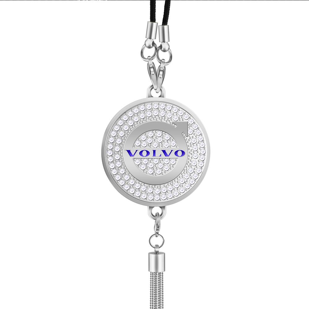 Car Interior Rearview Mirror Metal Pendant Decoration Car Logo Simulation Diamond Pendant Accessories For Volvo XC60 V40 S60 V50