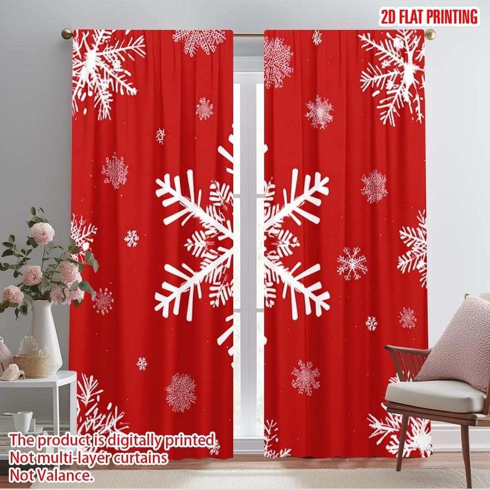 

2 шт., 2D печать на плоскости Светофильтрующие шторы Большая снежинка Универсальная ткань (без удилища) Украшения для использования в помещении для гостиной 52.50×116.00 CM 2pcs
