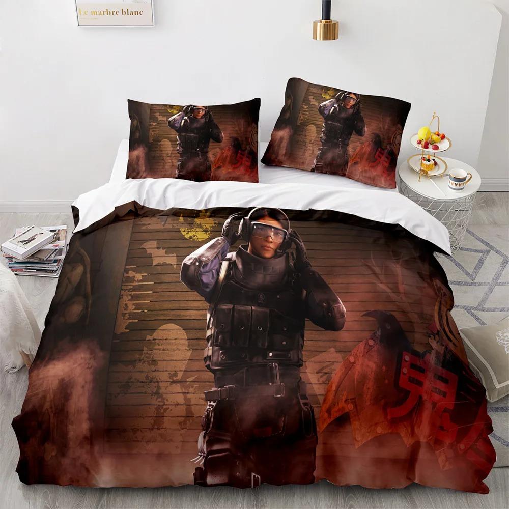 3D Bettwäsche Set Druck Tom C-Clancys R-Rainbow Six Siege Spiel Einzel-/Doppel-/Voll-/Queen-/King-Größe Erwachsenen Schlafzimmer Bettbezug Sets Anime