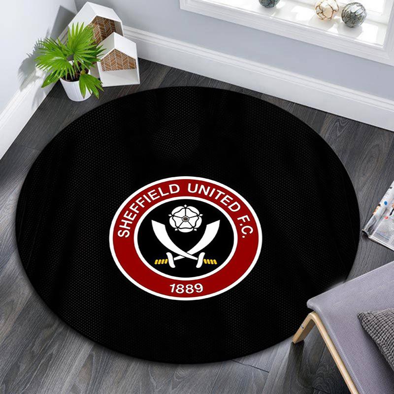 Sheffield United Football Club Round Area Rug,Carpet Rug for Living Room Bedroom Sofa Playroom Decor,Non-slip Floor Mat