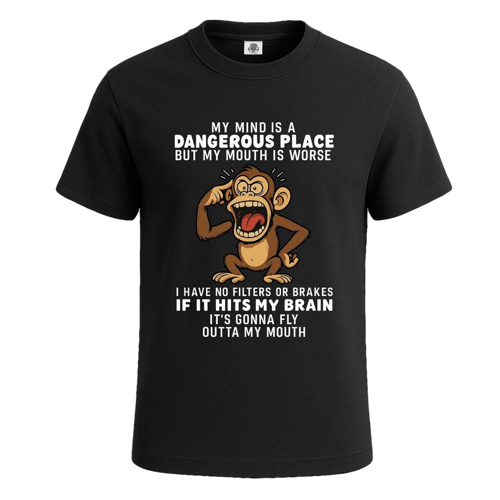 My Mind Is A Dangerous Place Funny Animal T-Shirt For Mens Novelty Tee Top