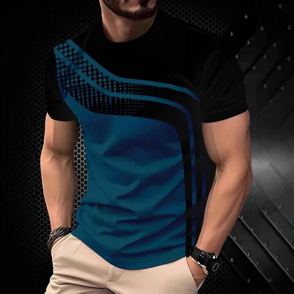 3D Striped Printed T-shirts for Men and Women, Casual Daily Sportswear, Fashionable Short-sleeved Fitness T-shirts, Summer Hip-hop