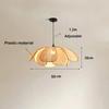 Retro Rural Hand-woven Natural Rattan Petal Chandelier Japanese-Southeast Asian Dining Room Bedroom Chandelier Artistic Atmosp