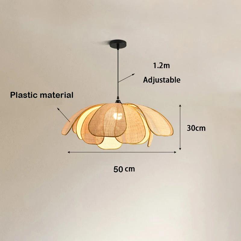 Ретро Сельский Ручной Плетения Натуральный Ротанг Лепесток Люстра Японский-Юго-Восточный Азиатский Столовая Спальня Люстра Художественная Атмосф