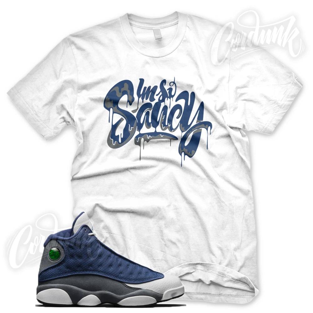 

SAUCY Sneaker T Shirt for J1 Retro 13 Flint Navy White French Blue L