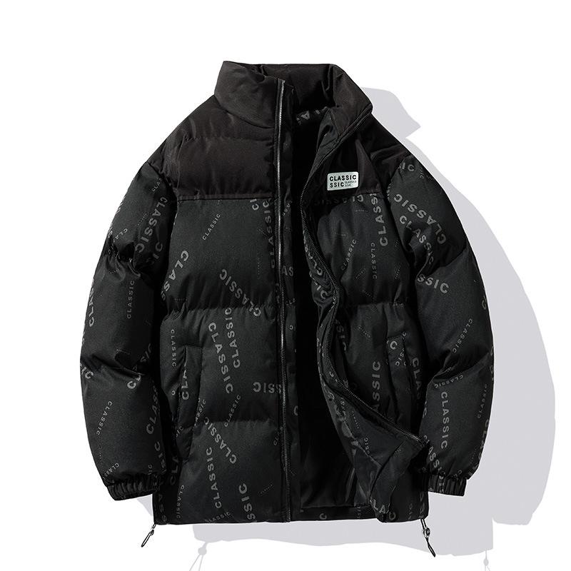 

New Men s Cotton Jackets In Autumn and Winter, Trendy, Fashionable, Loose, Versatile and Handsome Cotton Jackets, Outside, Cotton Jackets XXXXL чёрный