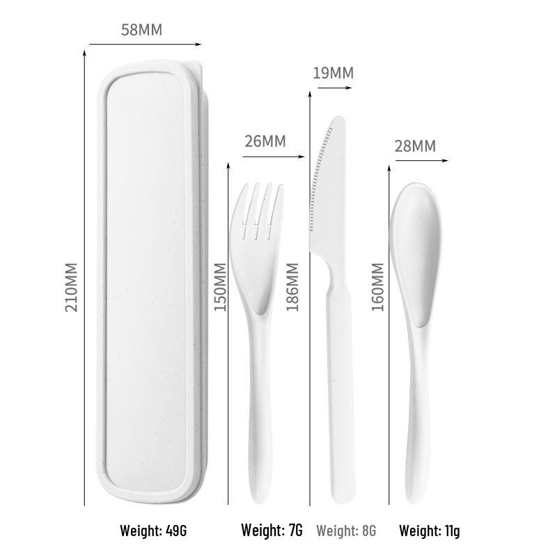 Wheat Straw Travel Cutlery Set: Knife, Fork, Spoon with Storage Box