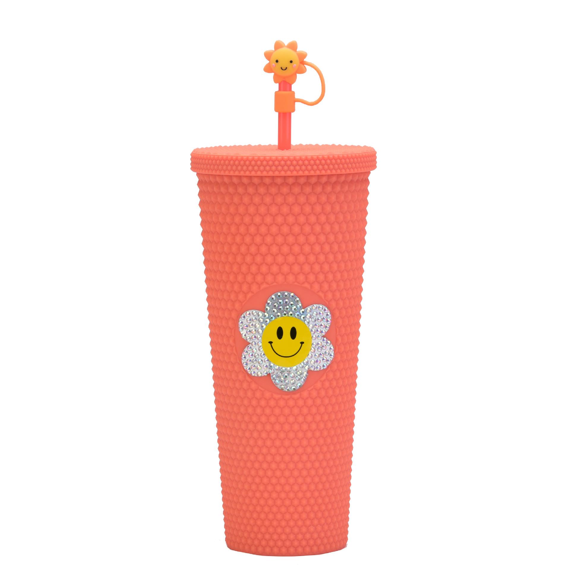 

Пластиковый стакан с двойными стенками, большой вместимости, стакан с соломинкой и бантом, высокоценный, для DIY, стакан для воды, наклейка, крышка для соломинки 710ml