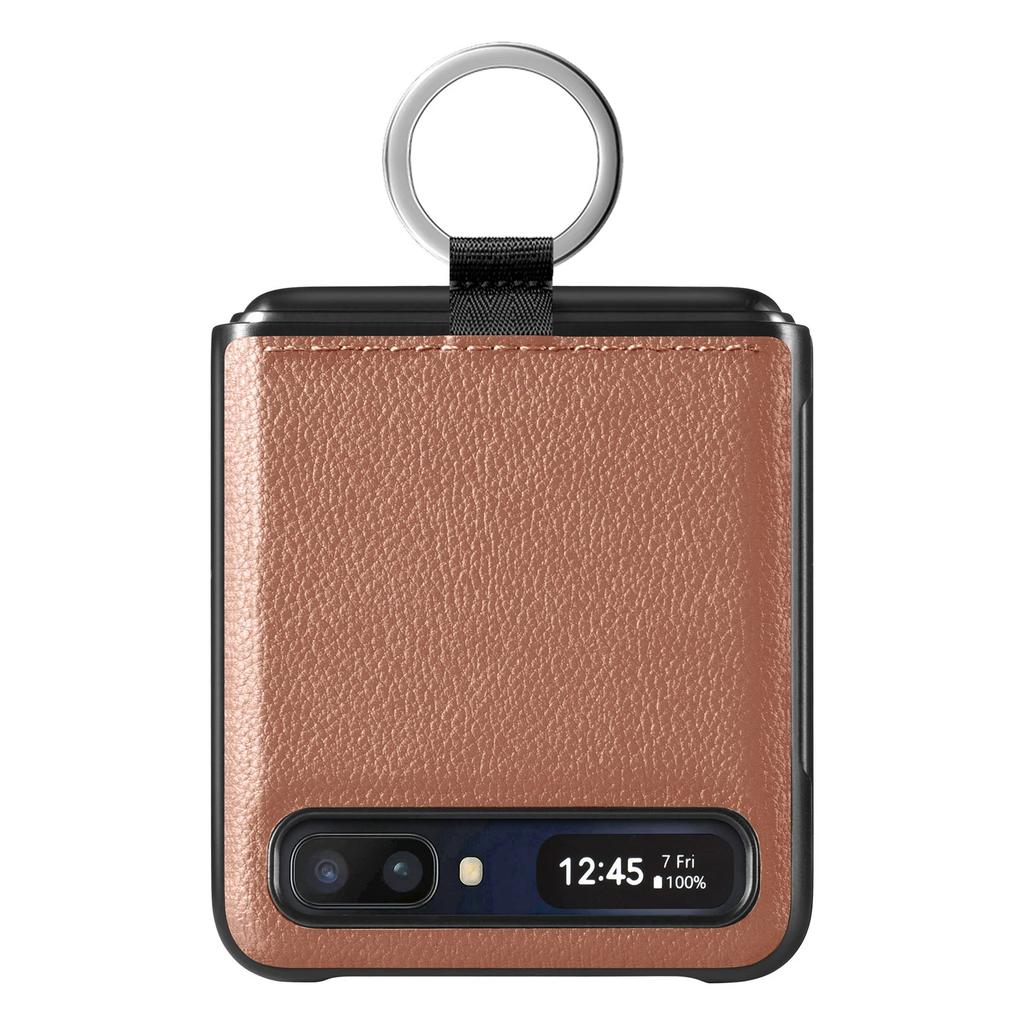 Finger Ring Holder Leather Case for Samsung Galaxy Z Flip 2 7 Flip7 Flip2 Flip6 Flip 6 5 4 3 Flip3 Flip5 Flip4 5G Fundas