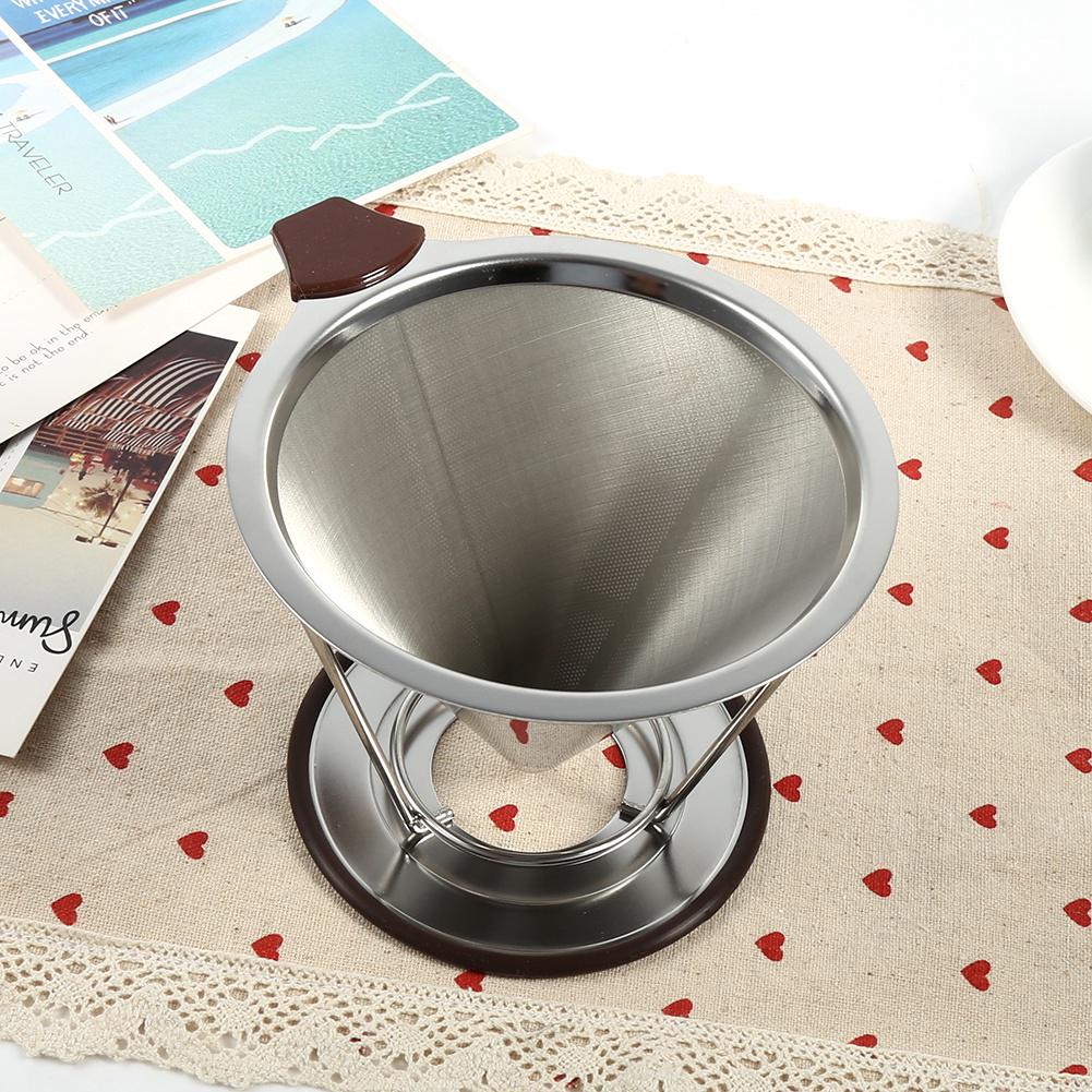 1x Portable 304 Stainless Steel Drip Dripper Double Layer Mesh Coffee Cone Filter Holder Infuse