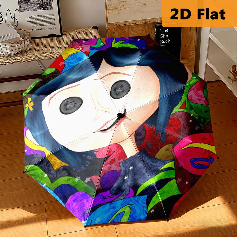 1pc Coraline umbrella Portable 8-rib structure suitable for all seasons, home, travel, outdoor umbrella