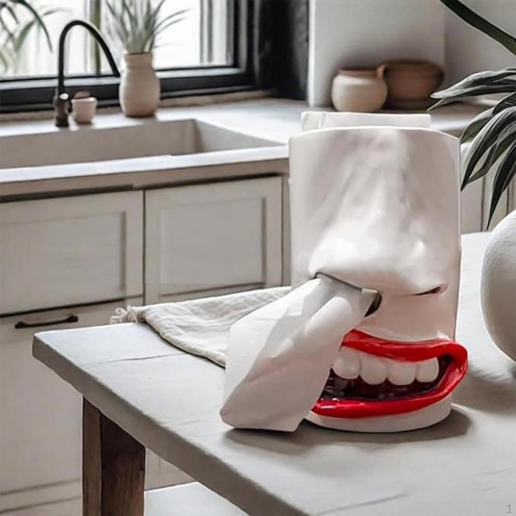 Face Tissue Box Cover Nose Mouth Dispenser Resin Funny Stylish Decorative Napkin