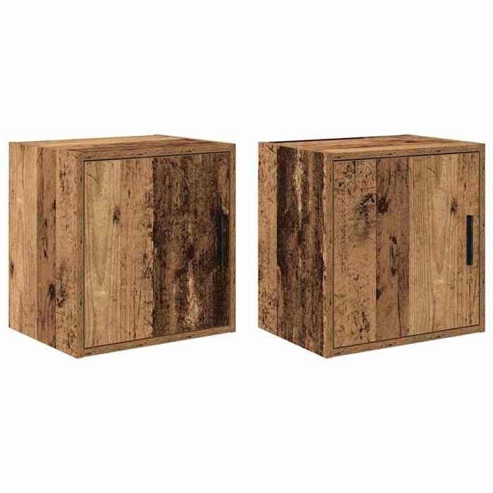 VidaXL Armoires murales de garage 2 pcs vieux bois bois d'ingénierie, armoire, placard mural de garage, armoire à outils 860640