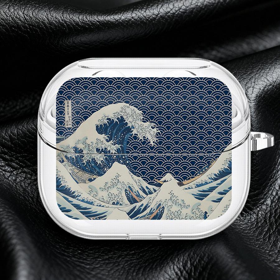 Wave Art Painting Case For Samsung Galaxy Buds Live 4 Pro 2 4Pro 3 FE 3Pro 2Pro Clear Earphone Cases Cover With Hook