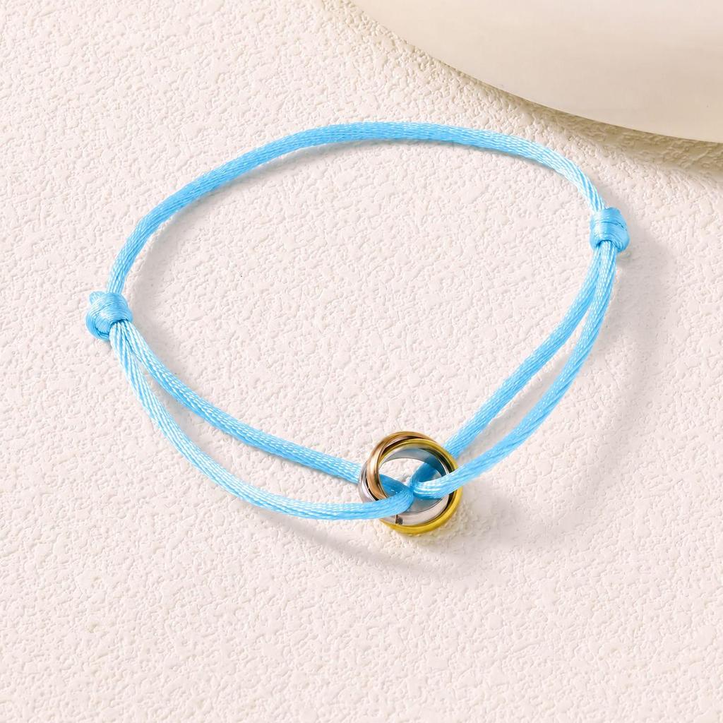Bracciale Intrecciato Minimalista Regolabile a Tre Anelli - Gioiello di Coppia Trendy di Alta Qualità