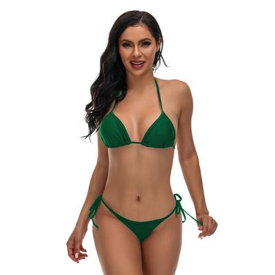 Europejski i Amerykański Seksowny Rozcięty Strój Kąpielowy Bikini z Trójkątnym Dekoltem i Ramiączkami
