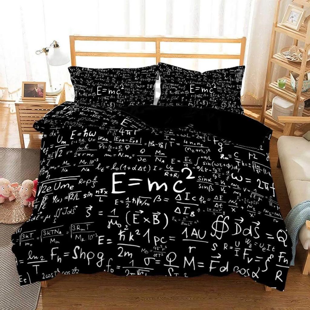 Math Equations Duvet Cover Set Hourglass Purple Galaxy Comforter Cover Physics Formula Dorm Bedding Sets Science Geometry Axis