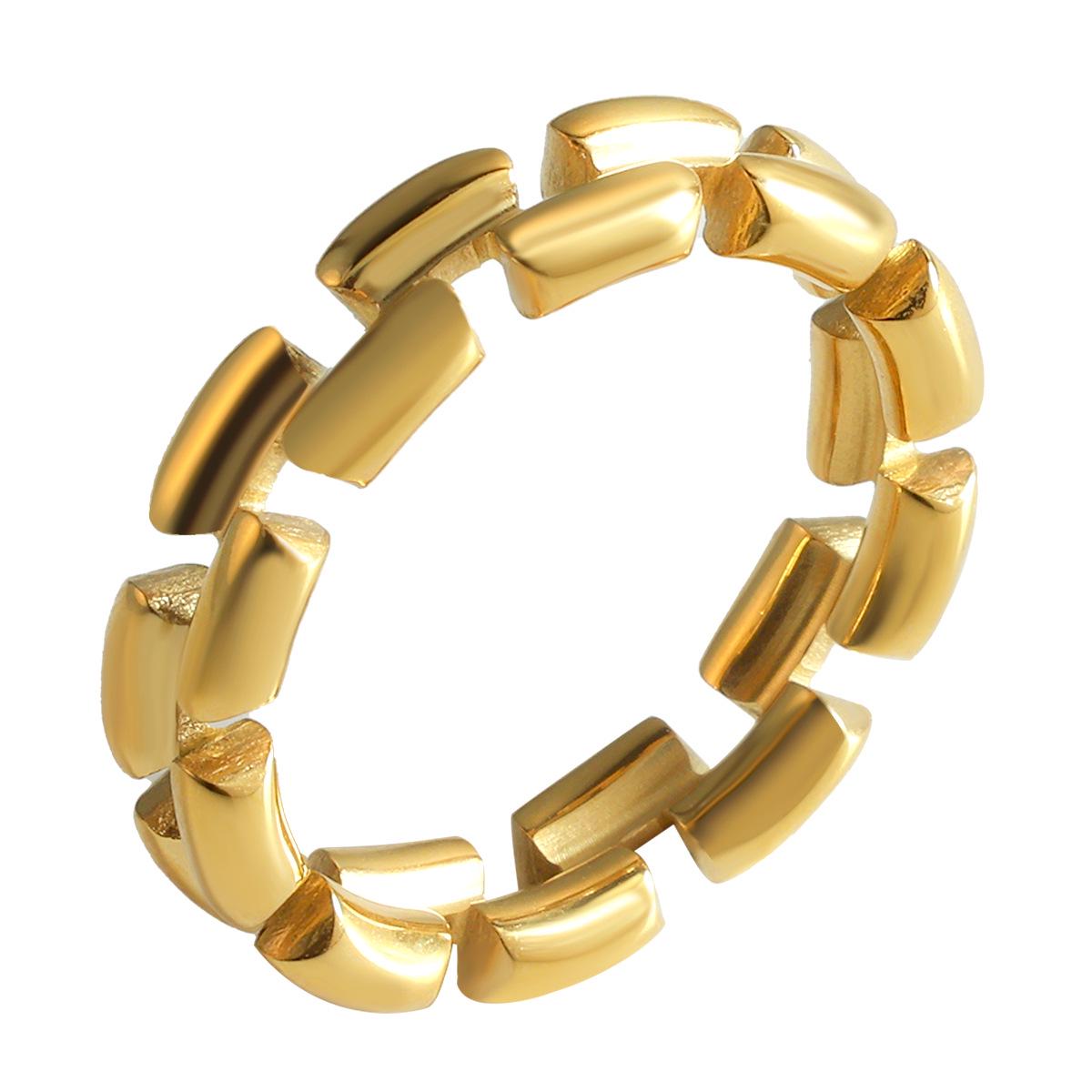 

Геометрическое полое титановое кольцо из 18-каратного золота - Европейская и американская мода Size 8