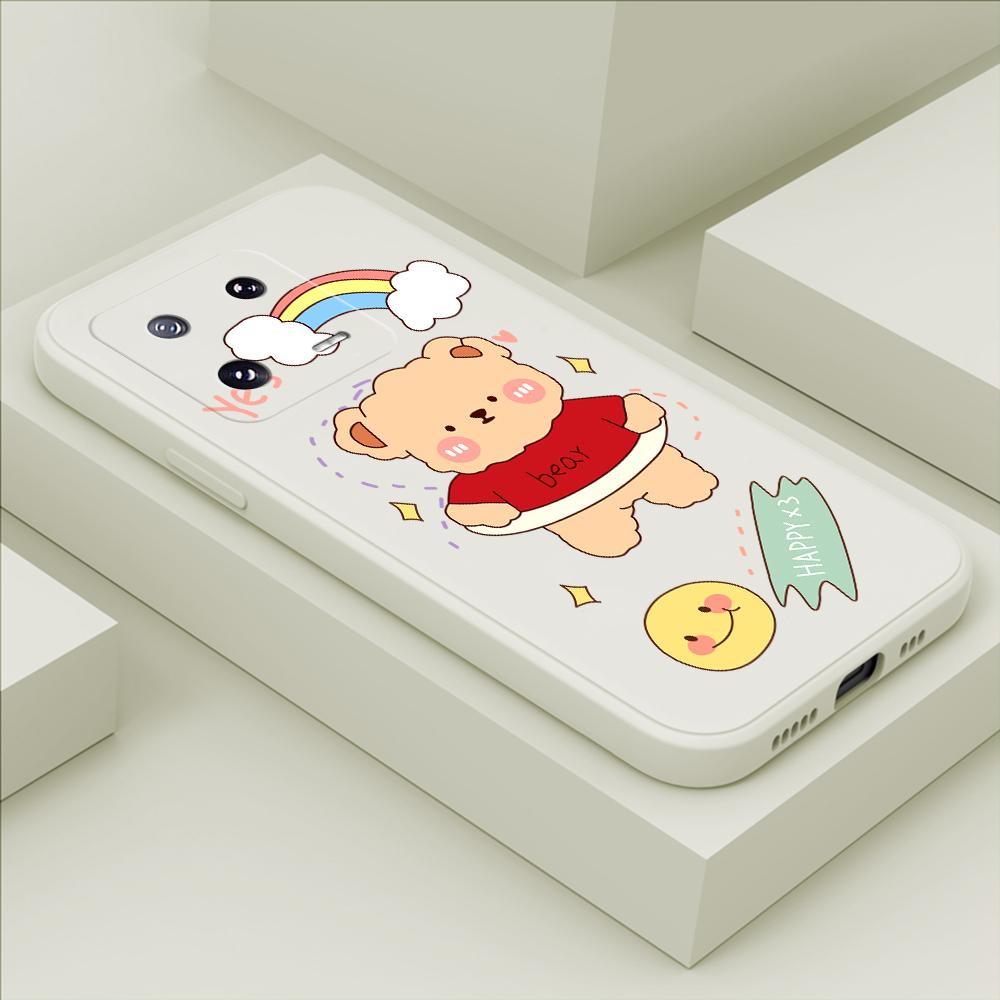 

Чехол для телефона с мультяшным красочным узором, квадратный, жидкий, силикон, TPU, полное покрытие камеры, противоударный защитный чехол для Xiaomi Redmi iPhone Redmi Note 10 Lite белый