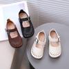 Girl's Princess Shoes Braided Ruffles Three Colors Retro Children Flat Shoe 21-35 Pu Leather Four Seasons Hook-loop Kids Shoe