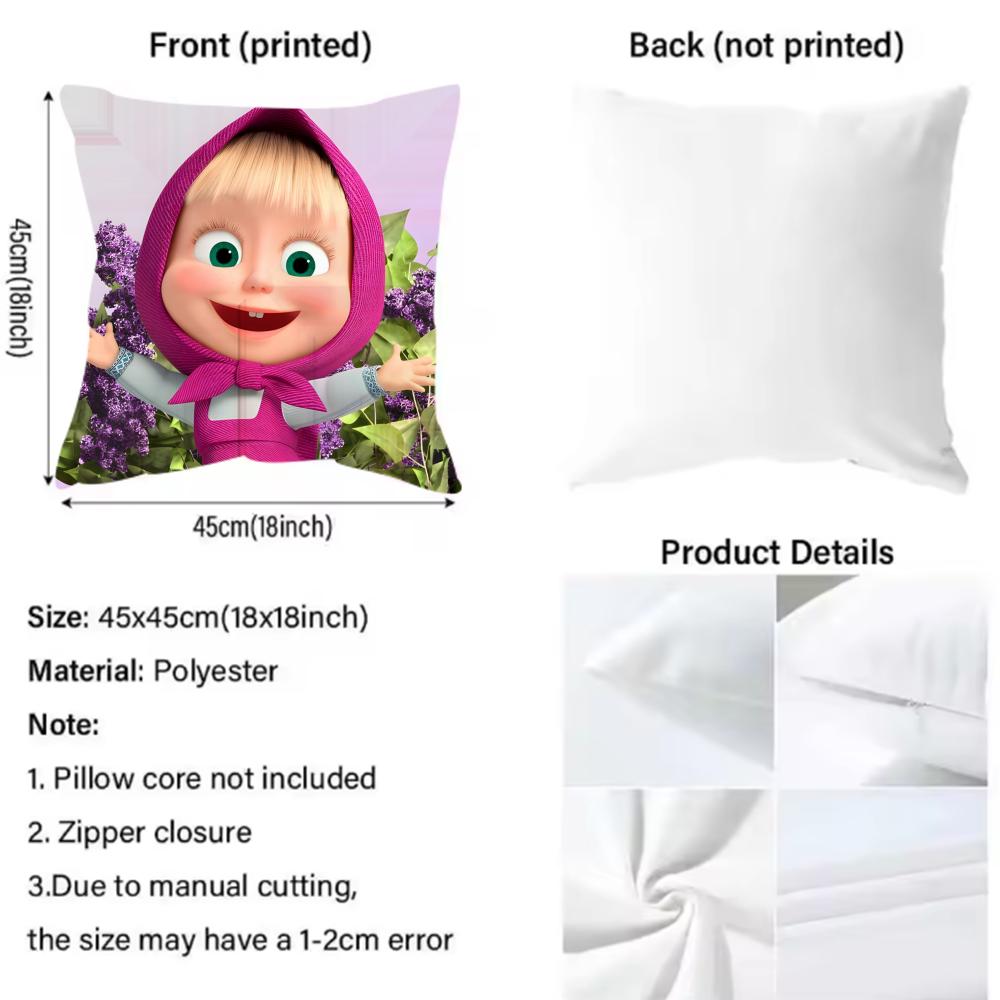 Cartoon M-Masha und die B-Bären Kissenbezug Muster Gedruckter Kissenbezug für Wohnzimmer Sofa Kissenbezug & Schlafzimmer Dekoration