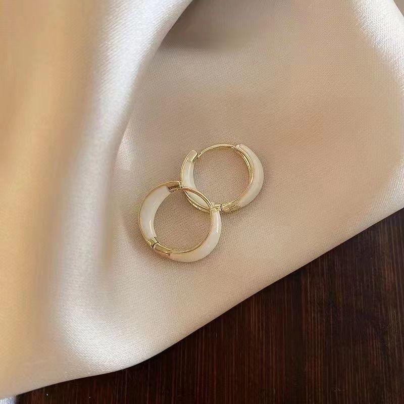 Elegant Hong Kong Style Drip Glaze S925 Silver Ear Hoops - Retro & Exquisite Design for Women