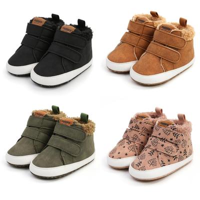 Scarpe da ginnastica alte da bambina per bambina, suola antiscivolo morbida, in pelle PU, calda, per neonato, scarpe da passeggio per la prima infanzia, 0-18 mesi