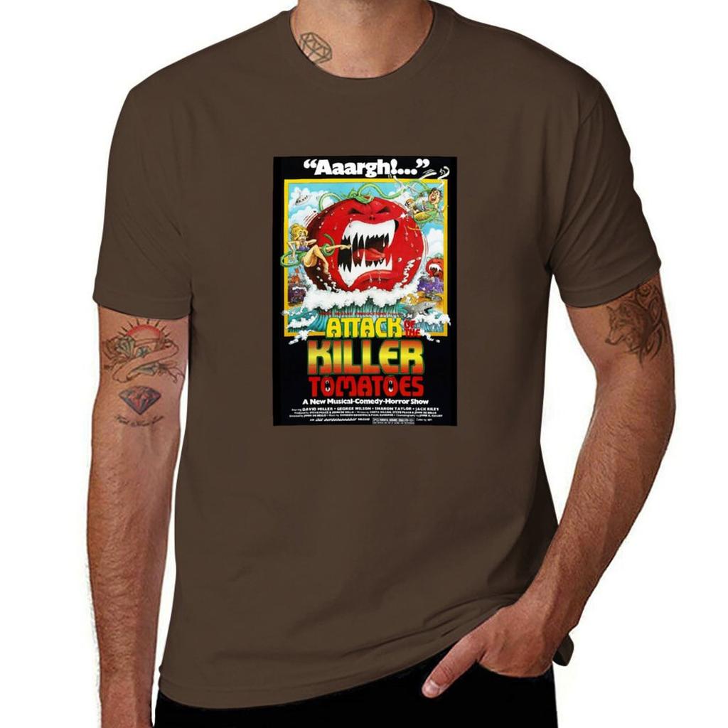 Attack of the Killer Tomatoes Filmplansch T-shirt sommartopp estetiska kläder vintagekläder herr långa t-shirts