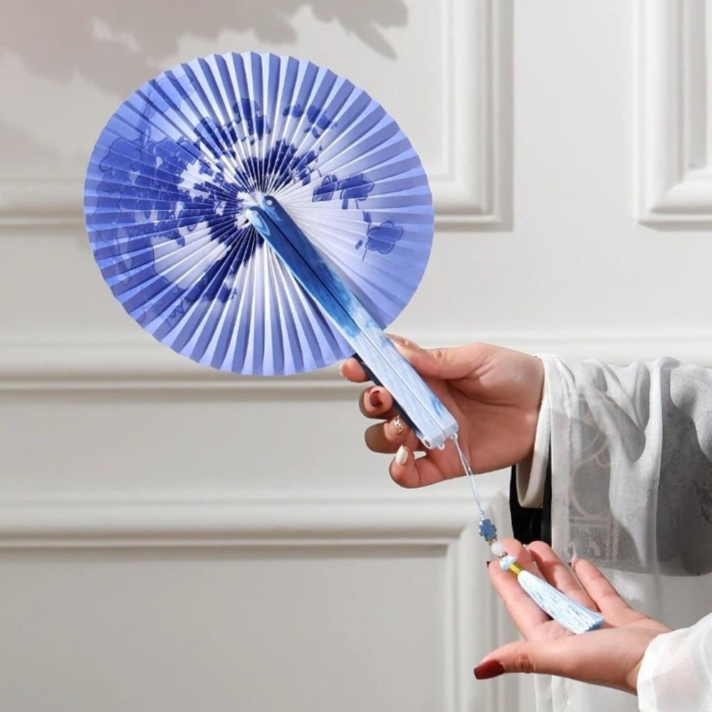 with Tassel Chinese-Style Shell Fan Magnetic Plastic Handle Retro Handheld Fan Home Decoration