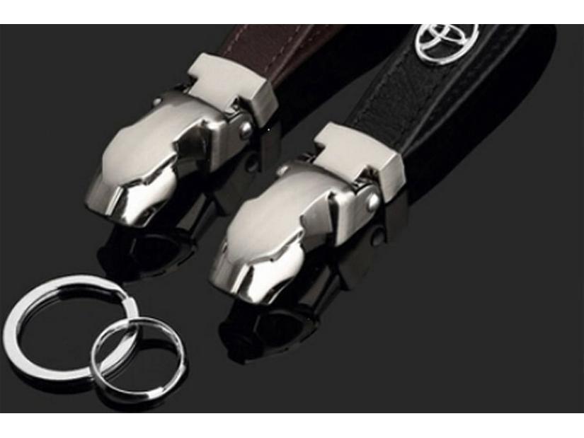 Hyundai Leather Keychain - Zinc Alloy Leopard Head Buckle