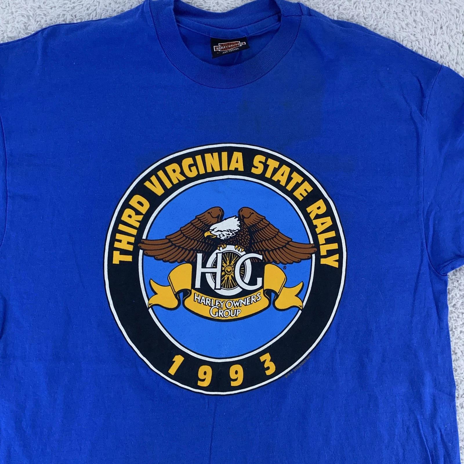 Винтажная футболка Harley-Davidson Мужская M/L HOG Ралли штата Вирджиния 1993 США 90-е 2XL