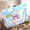 Care Bears Personalized Flannel Blanket, Custom Printed Text Name, Warm Soft Blanket For Couch Bed