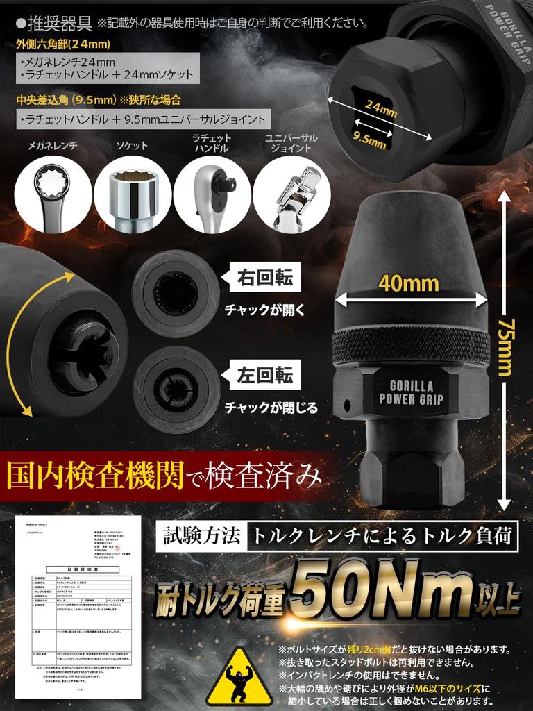 If This Doesn't Work, Give Up! Stud Bolt Remover for 6-12mm Bolts. [Breakage] [Rust] [Stuck] [Striped] [Gorilla Power Grip]