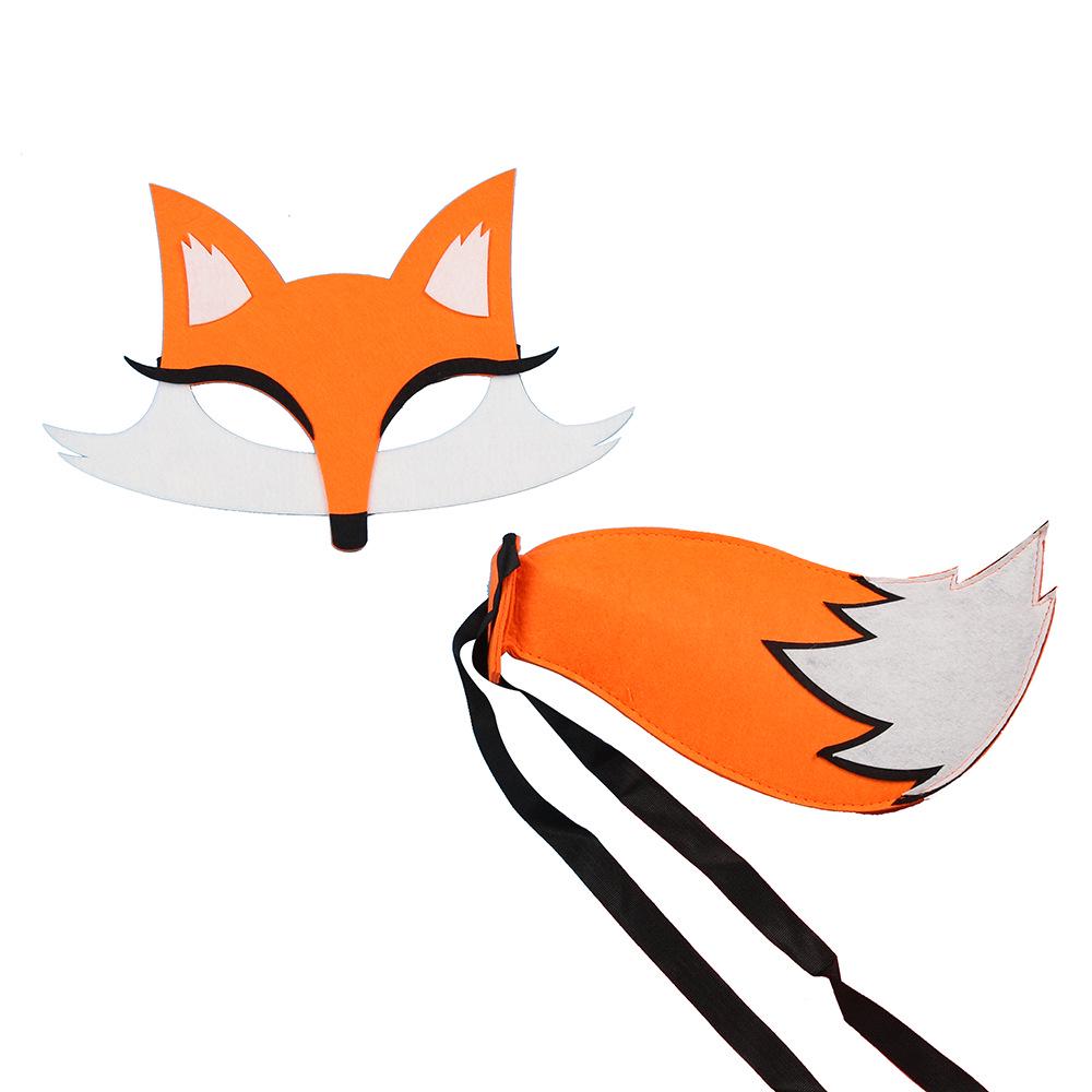 Kids  Halloween Felt Mask Set: Lion & Fox Woodland Animals Costume