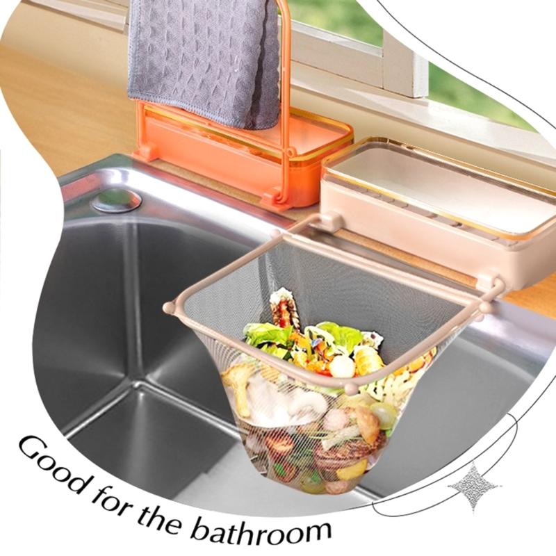 Stylish Foldable Suction Cup Waste Rack Convenient for Kitchen Sink Efficiently Filters Food Debris With 50 Mesh Bags