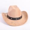 Nuovo colore cappello da cowboy western da uomo e da donna versatile per il pendolarismo stile semplice tesa larga cappello a cilindro cappello da sole