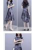 2026 Summer Women's Short Sleeve Chiffon Swallowtail Dress with Korean Print