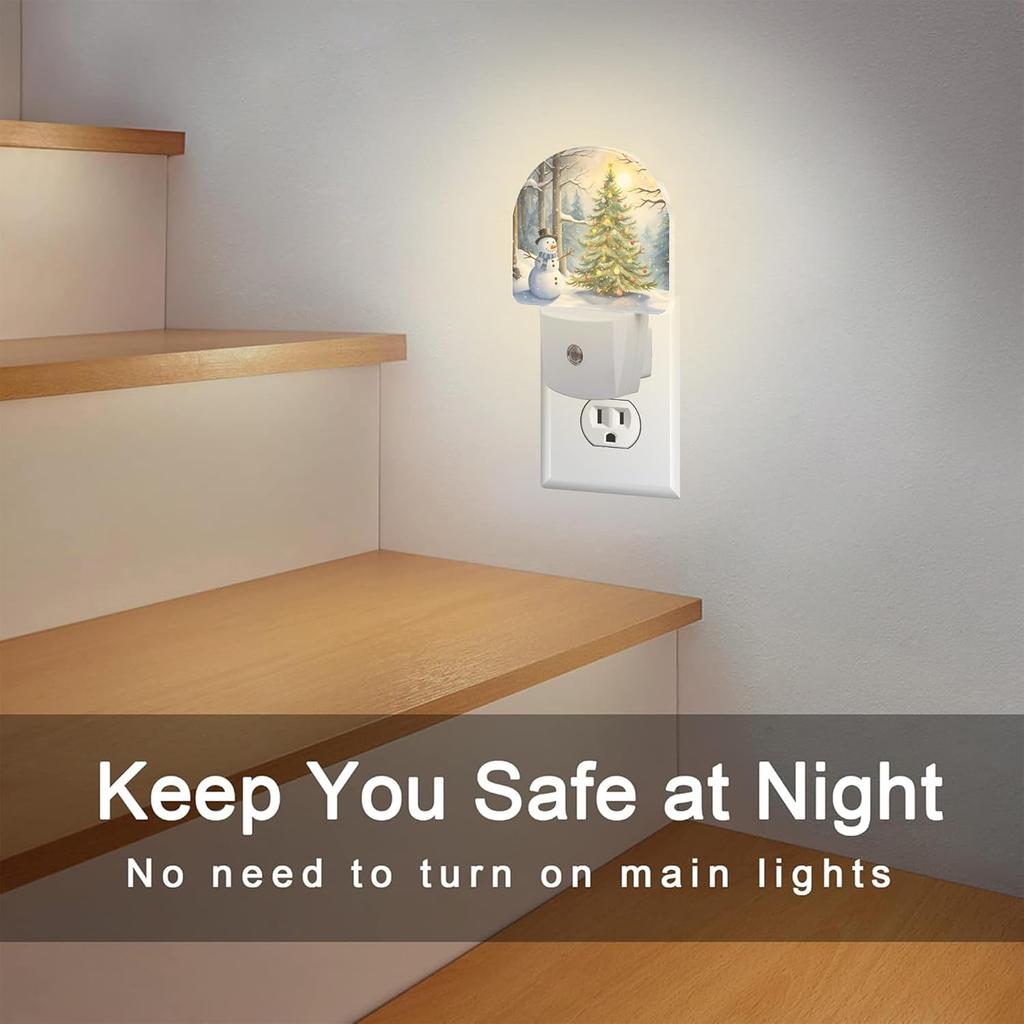 Christmas Tree With Snowman Night Light for Kids,Winter Holiday Snowman Night Light Plug In with Dusk To Dawn Sensor,0.5w Energy Saving Nightlight