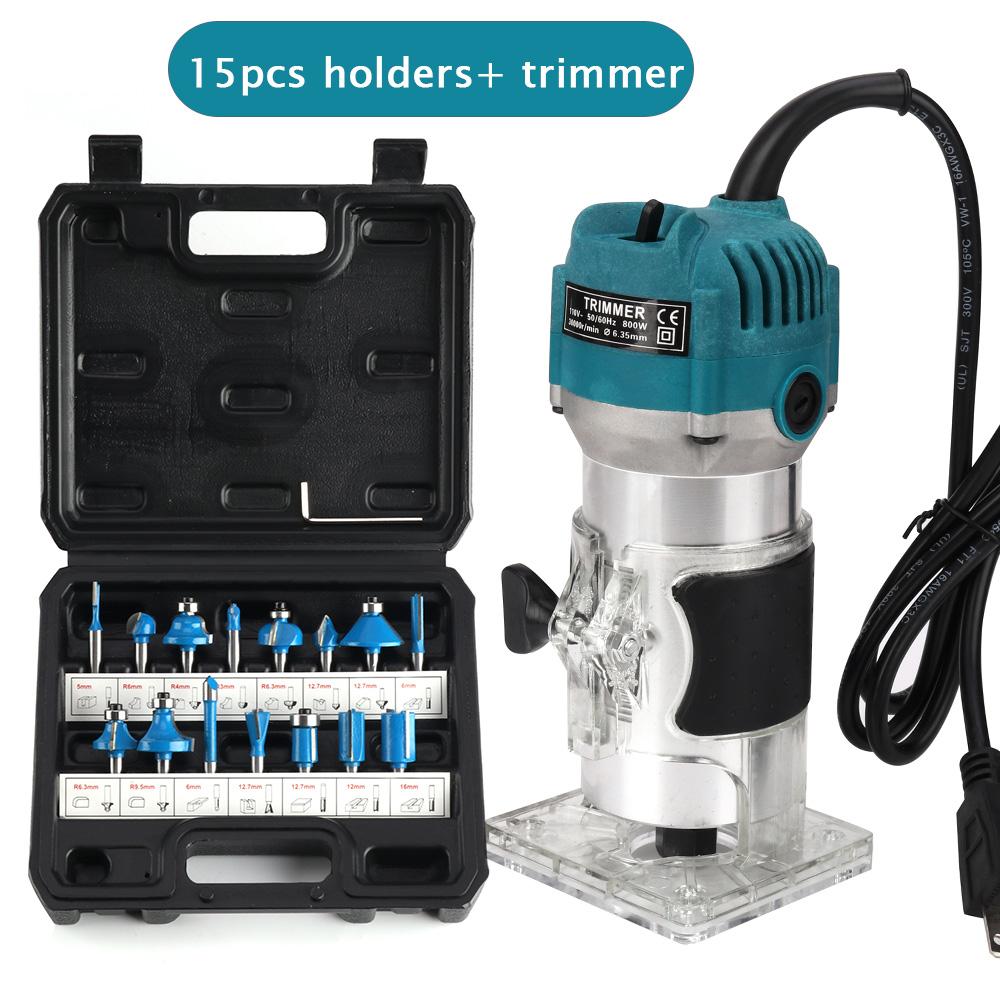 Electric Trimmer Woodworking 800W 30000rpm Wood Router Machine Hand DIY Milling Carving Engraving Power Tools With Mill Cutter