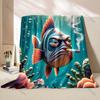 Funny Smoking Fish Print Blanket Warm Soft Fluffy Kids Adult Luxury Gifts for Sofa Bed Home Outdoor Travel Camping RV Blanket