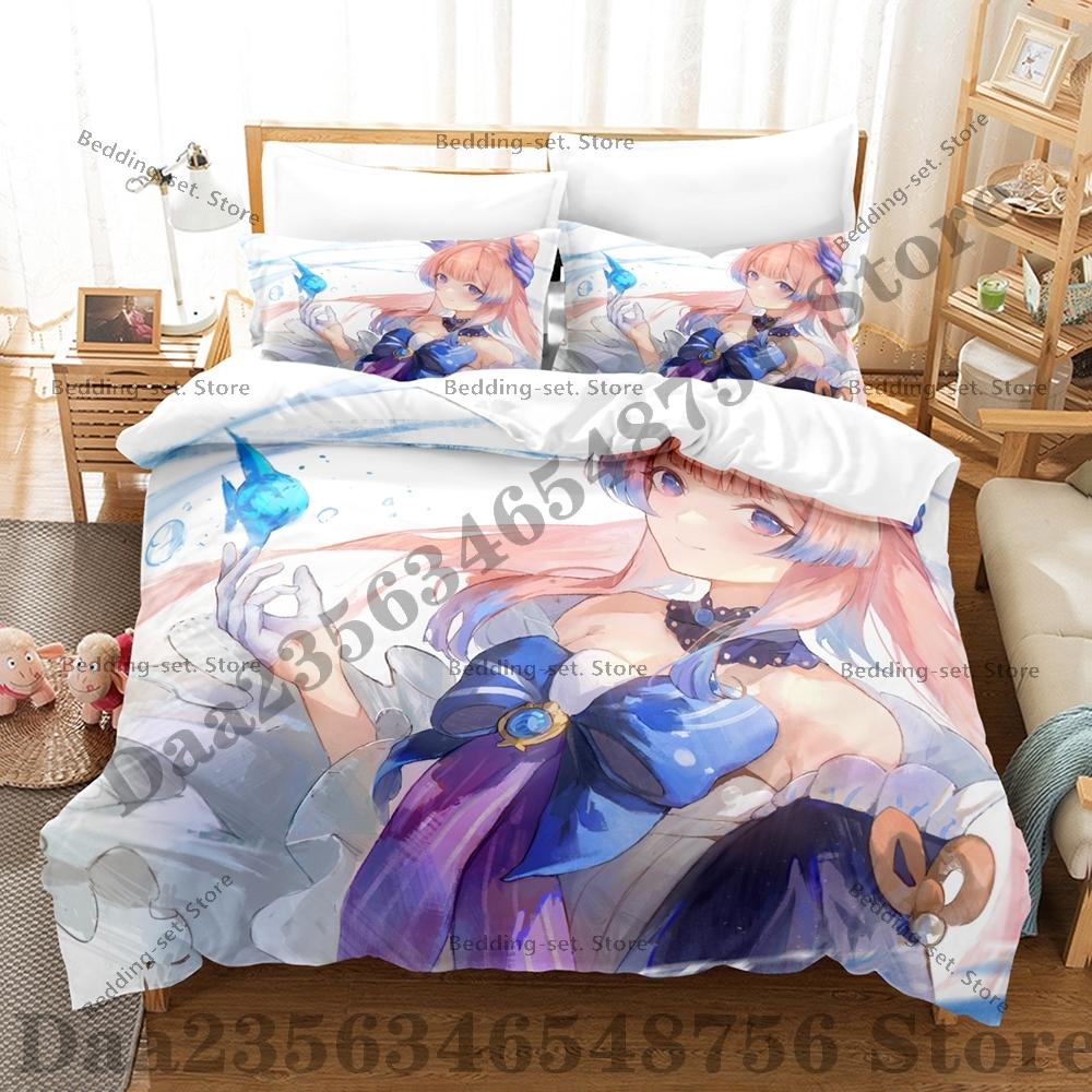 Genshin Impact Sangonomiya Kokomi Bedding Set Single Twin Full Queen King Size Bed Set Adult Bedroom Duvetcover Sets Anime Bed