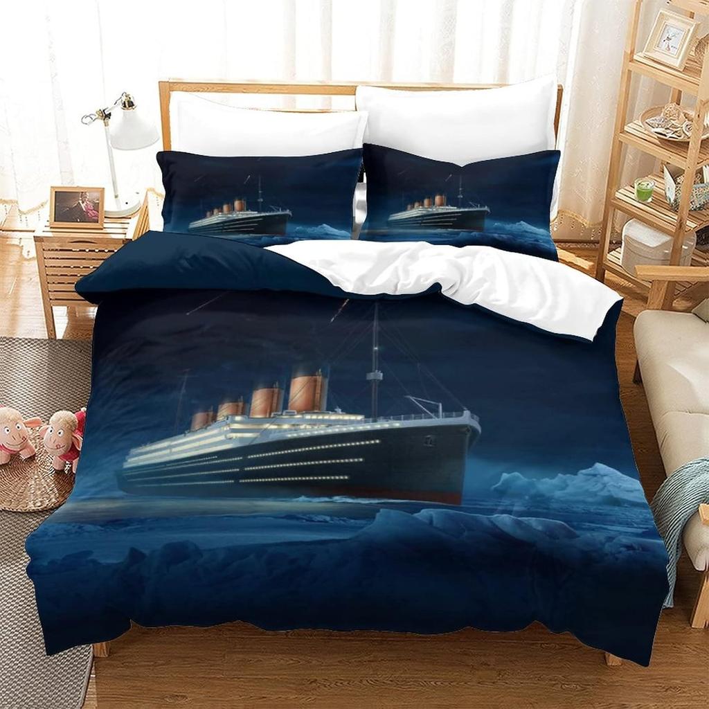 Exquisite 3D Titanic Ship Ocean Wallpaper Romantic Love Print Bedding Set Duvet Cover Comforter Bed Youth Kids Girls Boys Gift
