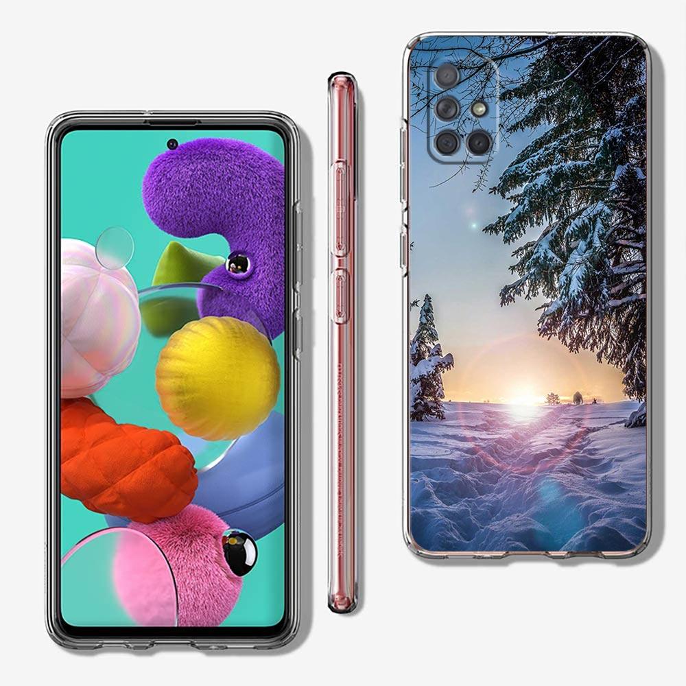 Clear Phone Case for Samsung Galaxy A13 A51 A71 A21S A12 A11 A31 A52 A41 A23 A53 A73 A32 5G A03S Cover Snowy Mountain Christmas