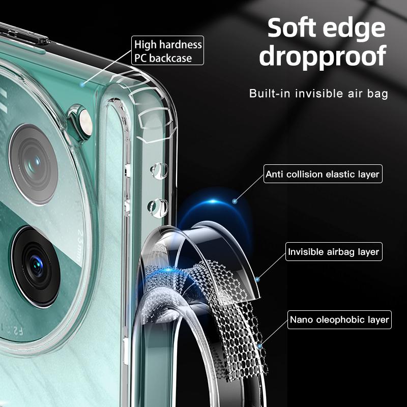 

For OnePlus 12 5G Magnetic Case Anti-Scratch PC+TPU Phone Cover Transparent