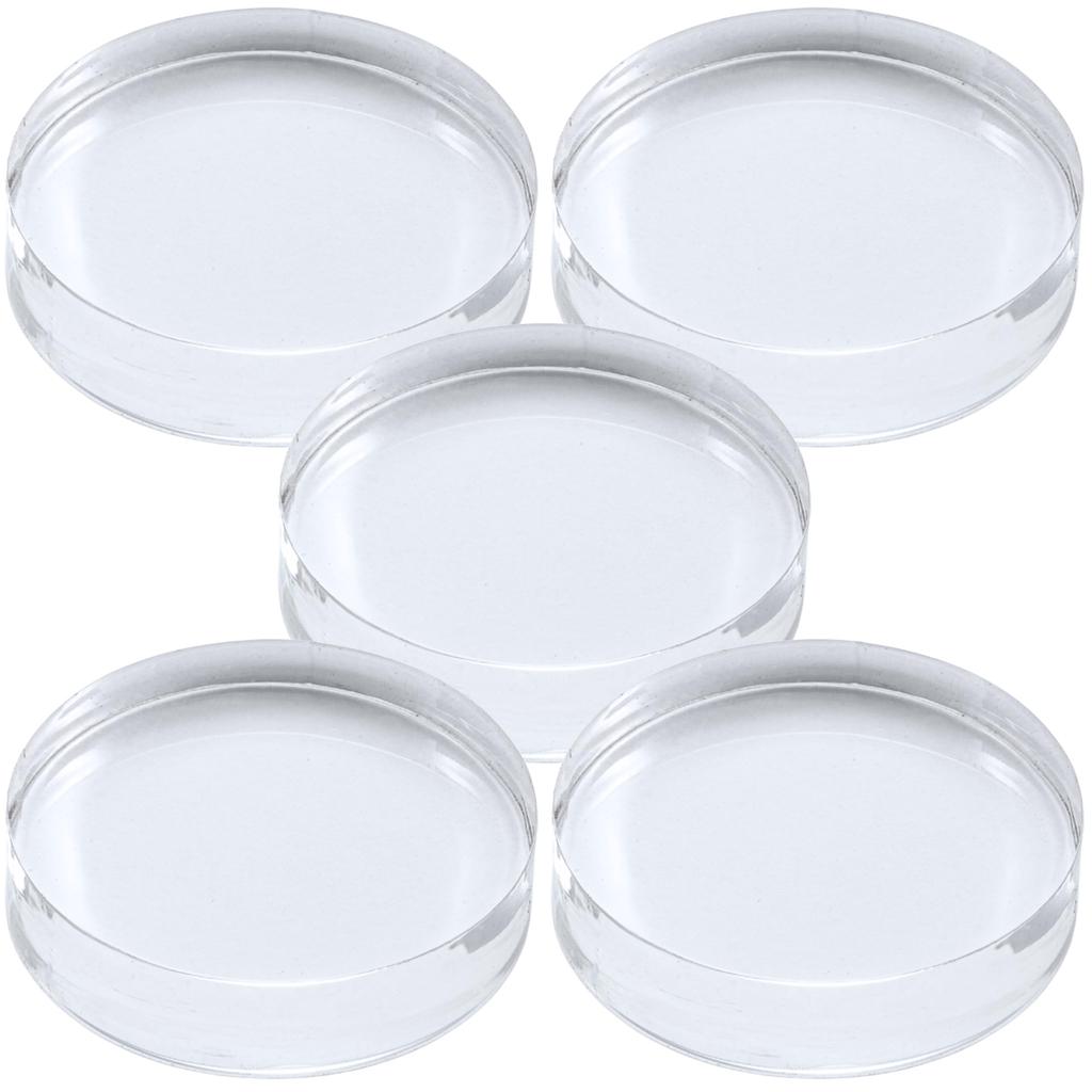 Tsukushi Science Acrylic Blocks, 40mm Diameter x 10mm Thick, 5 Pieces, Round Display Stand, Transparent, Clear Display Base, R40-10*5