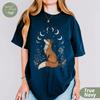 Unisexs Fox And Moon Graphic Oversized Streetwear Cotton Short Sleeve All Season Casual Tee