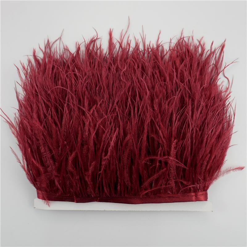 8-10cm Ostrich Feather Trims for Needlework and Handicraft Black Plume Skirt Decoration Natural Feathers Ribbon Fringe